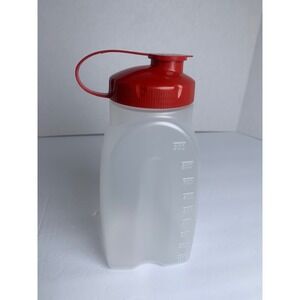 Rubbermaid 1 Quart 32 oz Water Bottle Clear Frosted Red Flip Top Lid Made in USA